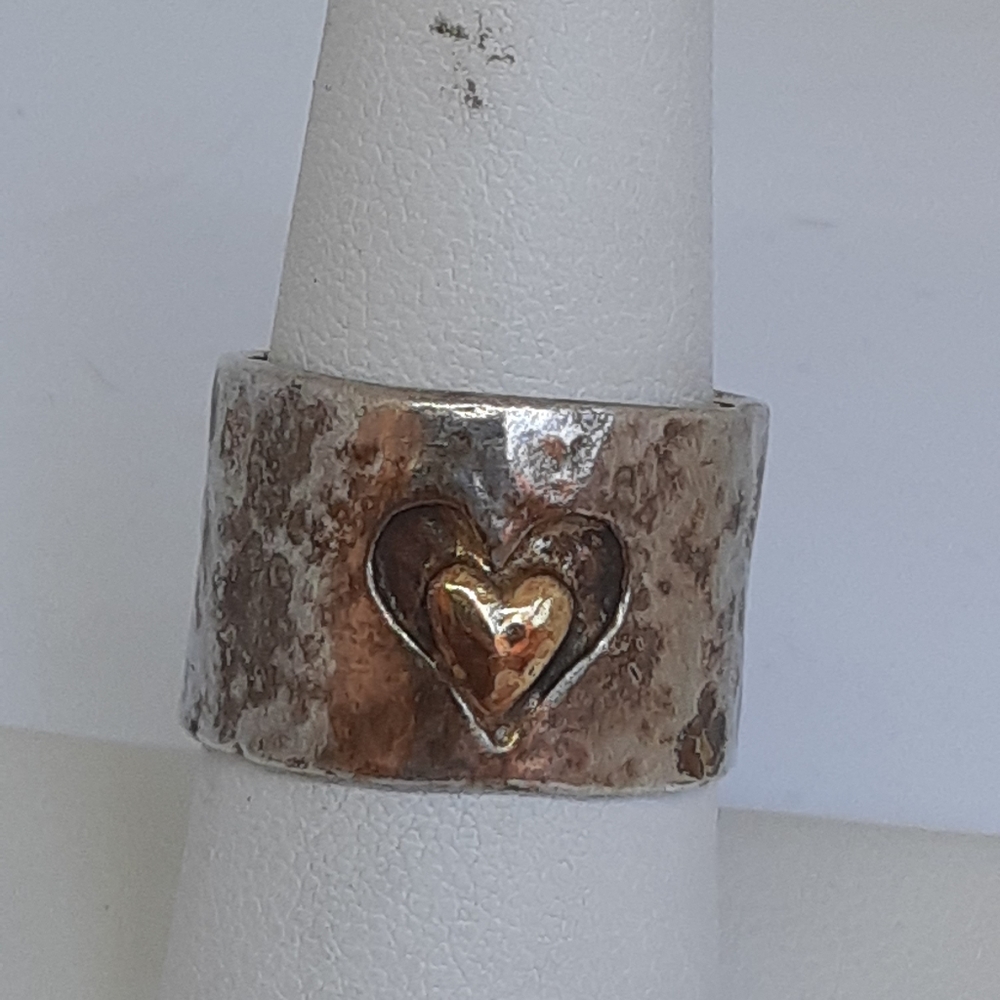 Sterling Silver Size 7.5 Ring W/ Yellow Heart 6.9G